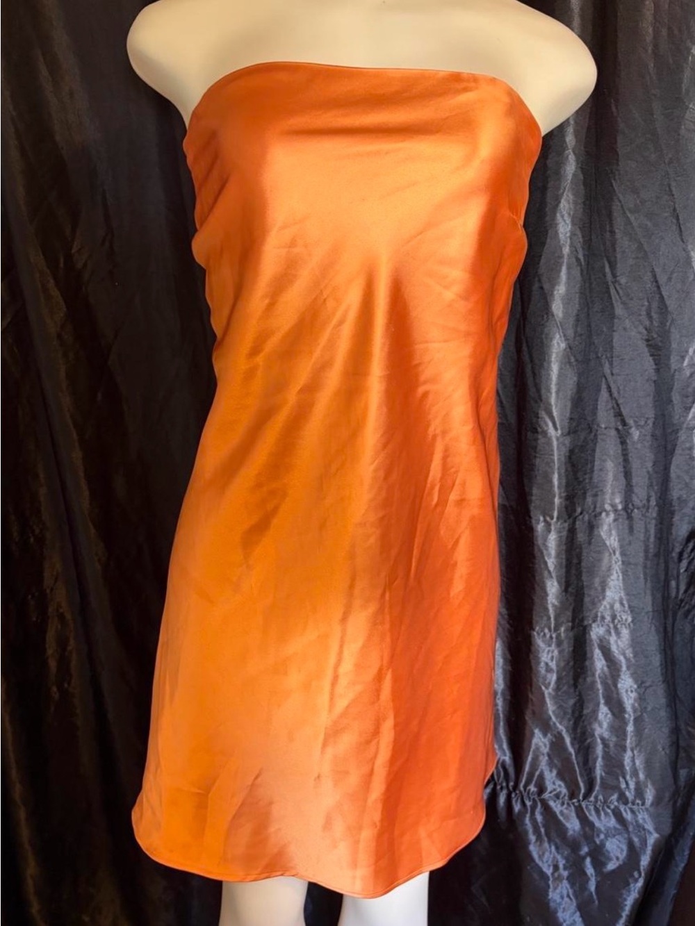 wild fable Strapless Satin Dress in Bright Orange